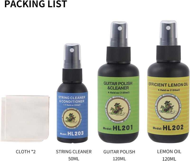 Meoctrwh Guitar Fretboard Lemon Oil, Body Polish, String Cleaner, Polish Cloth, Guitar Care Kit - Image 5